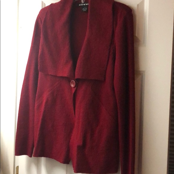 Beautiful Dark Red 100% Wool Cardigan - Picture 1 of 5